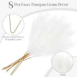 Ouddy Decor 8 Pcs Faux Pampas Grass Decor 38''/97cm Tall Artificial Large Pompous Pompas Floral Fluffy Fake Plants Floor Vase Filler for Wedding Kitchen Home Boho Decorations, Ivory