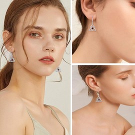 YIFSIY Celtic knot Earrings Trinity Knot Leverback 925 Sterling Silver Dangle Drop Earring for Women Heart Garnet Birthstones January Jewelry Gifts, Sterling Silver, Cubic Zirconia