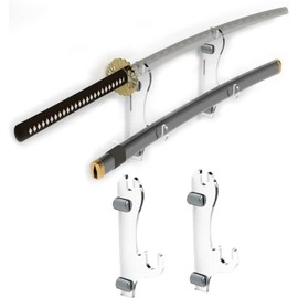 WANLIAN Sword Holder Sword Hook Acrylic Double Layer Wall Mounted Samurai Swords Luxury Table Stand for Katana or Wakizashi Sword Can Support All Swords (Clear)