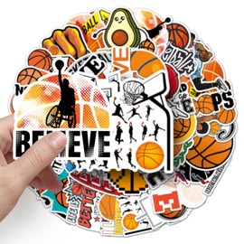 50 Pcs Basketball Stickers,Basketball Graffiti Stickers,Vinyl Waterproof Sticker for Kids Teens Girls,for Phone Laptop Water Bottles Skateboard Computer Phone Luggage Guitar Car Gifts Sticker