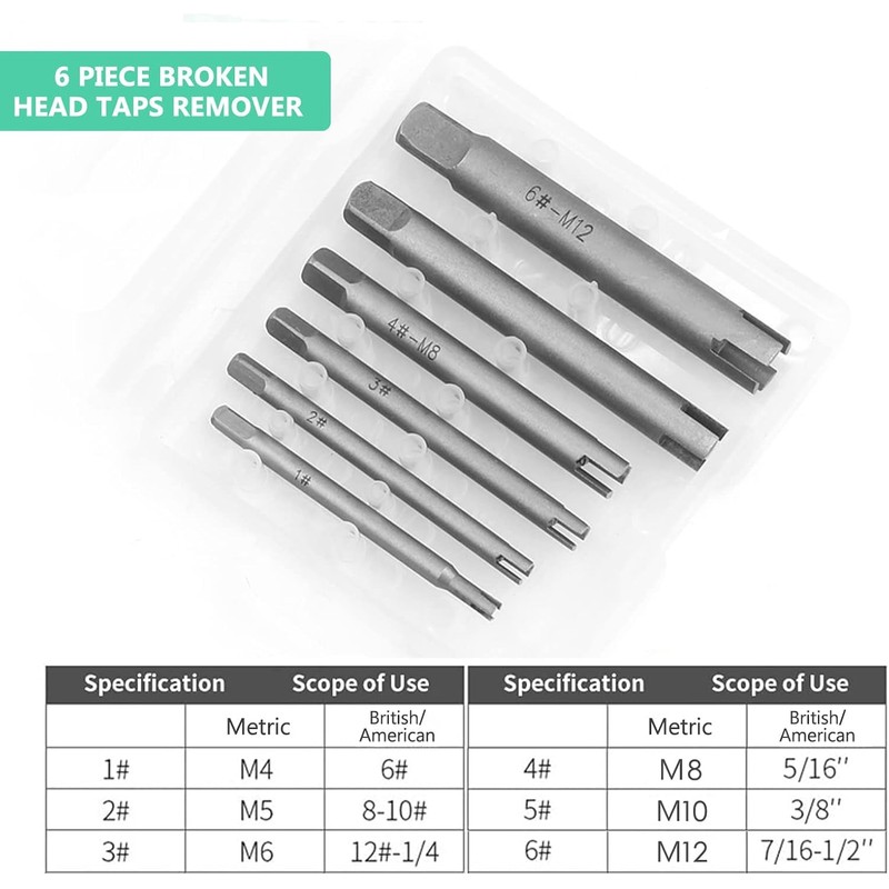 6 Pieces Tap Extractor, Broken Steel Tap Remover, Extracted from