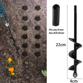 SYITCUN Garden Hole Digger Auger for Planting Bulbs Seedlings,Bulb Planting Auger,Heavy Duty Garden Spiral Auger Drill Bit,Solid Core Shaft Planting Auger,Garden Bulb Planter Tools 4x22cm