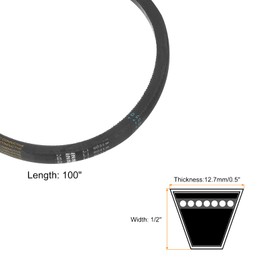 uxcell B22 Rubber V-Belt, 0.7" x 25" Industrial Power Transmission Belt, Black