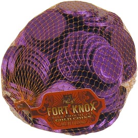 Fort Knox Metallic Foiled Milk Chocolate Deep Purple Large Coins in 1 Lb. Mesh Bag