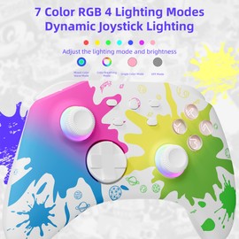 Mytrix Splashy Pro Controller for Switch/OLED/Lite Steam Deck, Pro Controller with Turbo, Motion, Vibration, Wake-Up, Headphone Jack and Dynamic Joystick RGB Lighting, Gaming Genshin Impact