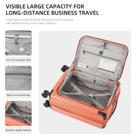 LOUIS KAISER 29 Inch Luggage, Top Opening Airline Approved ABS+PC Hard Shell Suitcases with Silent Wheels, TSA Lock,Front Pocket and Wet-dry Separated Six-piece Set (AD Orange, 29-Inch)