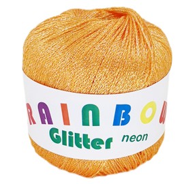 NOGA EFFEKTGARN GmbH - Neon Orange Glitter Ribbon Yarn for Crochet and Knitting, 25 g, 80% Viscose, 20% Polyester Metallised