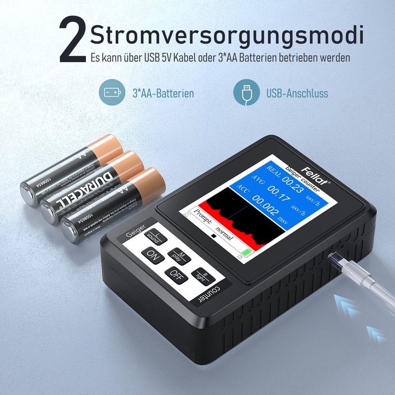 Geiger Counter, FELLAT Nuclear Radiation Detector Dosimeter for Measurement, Beta