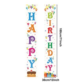 GRESATEK Birthday Banner Decoration, Happy Birthday Door Banner Background for Child, Boy and Girl, Pack of 2 White Birthday Party Porch Decorations Fabric Banner