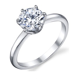 1.25 Carat Round Brilliant Cubic Zirconia CZ Sterling Silver 925 Wedding Engagement Ring Size 10