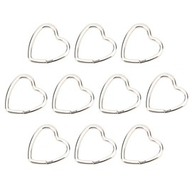 10pcs Key Ring, Metal Key Chain Ring Hook Connector Five Pointed Star Heart Shape Metal Key Ring DIY Handbag Jewelry Making Decoration Accessories(8 * 8 * 2cm Heart Shaped)