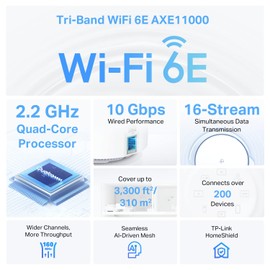 TP-Link Deco Mesh WiFi AXE11000 Tri-Band WiFi 6E Mesh Network System(Deco XE200) - Replaces Wireless Internet Router and Extender, 10Gbps Ethernet Port, Compatible with Alexa, 1-Pack (Renewed)