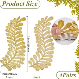 GORGECRAFT 4 Pairs Gold Ivy Leaf Embroidery Patch Leaves Iron On Patches Sew On Leaves Vine Lace Applique Fabric Repair Patch for Clothes Jean Pillow Jacket Pant Vest Appliques Embellishments