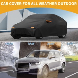 Partuto All-Weather Waterproof Car Cover - UV-Resistant Outdoor Full Exterior Protection for MG4 210D-PU Black with Right Side Zipper