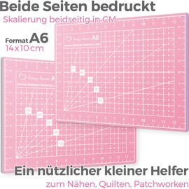 Honey's Heaven 45 mm Rotary Cutter Fabric Cutter Set Including A6 Cutting Mat, Replacement Blades, Fabric Clips, Patchwork Ruler (Pink, A6 Cutting Mat)