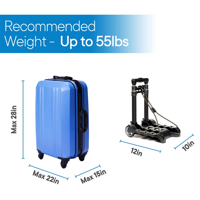 RMS Folding Luggage Cart - Lightweight Aluminum Collapsible and Portable
