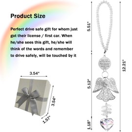 Guardian Angel for Car Mirror Hanging Gift, Never Drive Faster Than Your Guardian Angel Can Fly Car Charm Crystal Suncatcher, Rear View Mirror Hanging Accessories