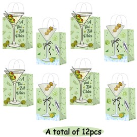 12pcs A Tini Bit Older Party Gift Treat Bags Martini Themed Party Goodie Bags with Handles Martini Birthday Party Paper Gift Bags Tini Bar Party Decoration for Martini Bachelorette Party Supplies