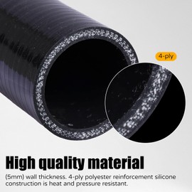BEIJIULI Radiator Coolant Air Hose,12 inch Length Silicone Coupler Industrial Hydraulic Hose,Turbo Pipe Elbow Intake Radiator Hose (Black, 1 3/4" ID)