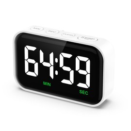 OQIMAX Digital Timer, Countdown Timer/Count Up, Magnetic Digital Kitchen Timer with Large LCD Display, Stopwatch for Learning, Cooking, Sports, 3-Level Volume, up to 99 Minutes 59 Seconds (White)