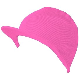 TOP HEADWEAR Winter Beanie Hat with Visor Brim Warm Knit Cuffless Beanie Cap, Hot Pink
