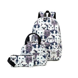 Joymoze Girls Backpack Set Cute School Bag for Girls Roomy Book Bag Cat