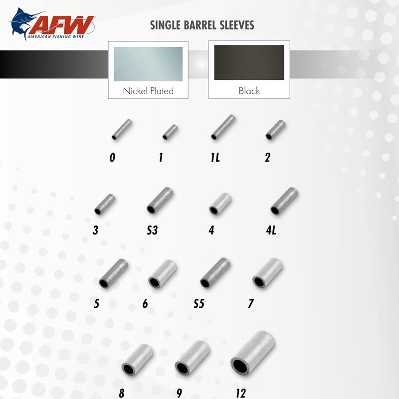 American Fishing Wire Single Barrel Crimp Sleeves, Black, 0.025-Inch Inside