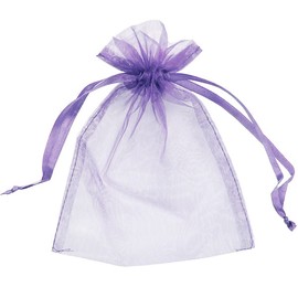 25 Organza Bags Wedding Favours Party Jewellery Pouches Mesh Drawstring Gift Wrap (5cm x 7cm, Lilac)