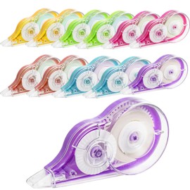 BetterJonny Correction Tape, 26.3 ft (72 m), 12 Pack Color, White Paper, 0.2 inch (5 mm), Correction Tape, PET Tape Core, Pack, Correction Pen, Correction Supplies, Easy to Use, Portable, Large
