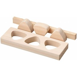 TIKUSAN Wooden Onigiri Musubi Maker Japanese Rice Ball Press Hinoki Japanese Cypress Onigiri Tray Made in Japan (3 Molds, Type2)