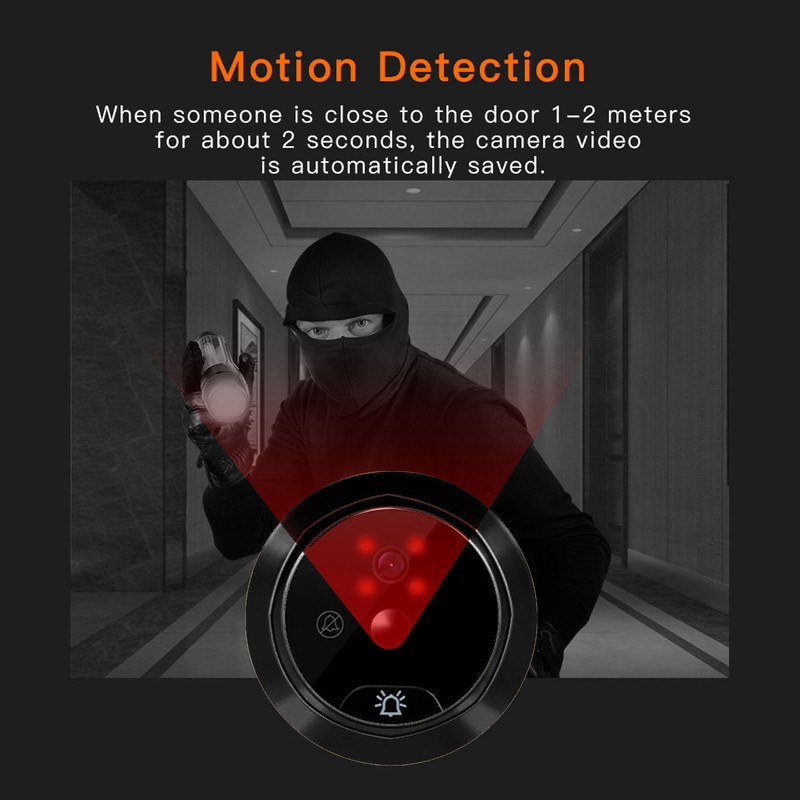 Digital Peephole Viewer Video Doorbell Camera 4.3in Indoor Monitor PIR