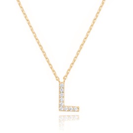 PAVOI 14K Yellow Gold Plated Cubic Zirconia Initial Necklace | Letter Necklaces for Women | L Initial