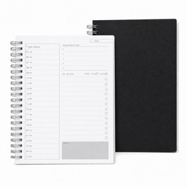 MaT store ToDo List Notebook, Time Management, Schedule, Tasks, Memo, B6 Size, Set of 2 (Black)