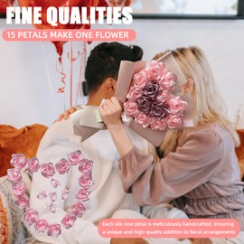 LatinaFlorista 200Pcs Premade Ribbon Rose Petals for Florist Crafting Ramos Forever Flower Bouquets,Floral Petalos De Rosas Eternas Rose Arrangements Supplies for Wedding,Anniversary