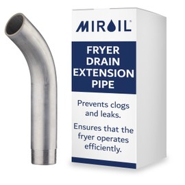 Oil Fryer Drain Spout, Deep Fryer Curve Out Drain Pipe Fitting, Fryer Drain Extension Pipe, Drain Nipple for Deep Fryers, Oil Fryers, Sinks, Size - 1" Diameter x 9.5" Length Oil Spout by MirOil #90295