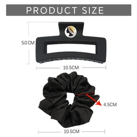 2pcs Women's Non-Slip Matte Large Hair Claw (black)