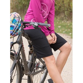 TERRY Liberty Bike Shorts for Women - 13 Inch Inseam - Loose-fit Elastic-Free Leg Opening -Moisture Wicking Fabric Black