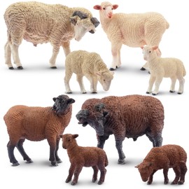 TOYMANY 8PCS Merino Sheep Figurines Realistic Farm Animal Sheep Toys- Plastic Sheep Figures Birthday Christmas Toy Gift for Kids Toddlers