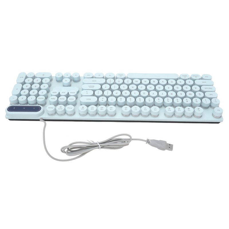 Gaming Keyboard USB Round 104 Keycaps Backlit Ergonomic Fodable Feet