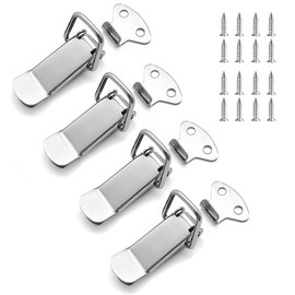 Stainless Steel Tension Latch, with Screws, Box Closure, Snap Closure, Suitable for Doors, Windows, Drawers, Cabinets and Box Lids, Snap Lock (Silver, 4 Pieces - 74 mm)
