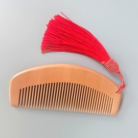 Anti-static Peach Wood Hair Comb Traditional Craft Tassel 3ea