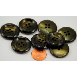 Unbranded 8 Dark Olive Green Pearlized Plastic Coat Buttons Concave Front 1" 25mm # 6300