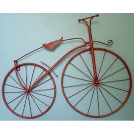 INsideOUT 25" Iron Antique Style Bicycle Wall Art Bike Wall Decor New Worn Red Color
