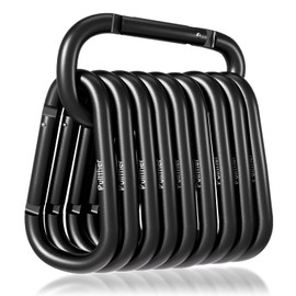pullther 10 Pcs Multi Carabiner Clips, 60mm/2.36'' Keychain Carabiners, Aluminum D-Ring Carabiner Keyring Clips for Outdoor Sports, Hiking, Camping, Fishing - Black