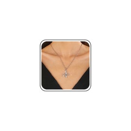 TseenYi Butterfly Choker Necklace Silver CZ Butterfly Pendant Necklace Small Crystal Butterfly Necklace Hollow Rhinestone Butterfly Necklace Butterfly Chain Necklace Jewelry for women and Girls