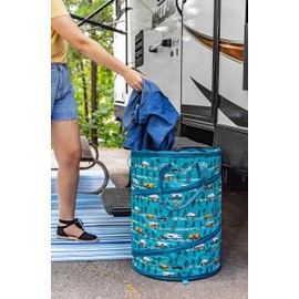 Camco Camco Life is Better at The Campsite Pop-Up Utility Container - 18 x 24-inch - A Compact Size for Multi-Purpose Use - Sketched RVs and Trees Pattern (42987)