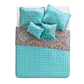 VCNY HOME Yara Collection Quilt Set-Ultra-Soft Reversible Coverlet Bedding-Lightweight, Cool, and Breathable Bedspread, Machine Washable, Twin, Aqua 4 Piece
