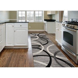 Rugshop Modern Wavy Circles Desing Runner Rug 2' x 7' 2" Gray