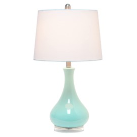 Lalia Home Indoor Modern Desk Lamp 14" L x 14" W x 26.25" H Droplet Table Lamp with Fabric Shade - Aqua