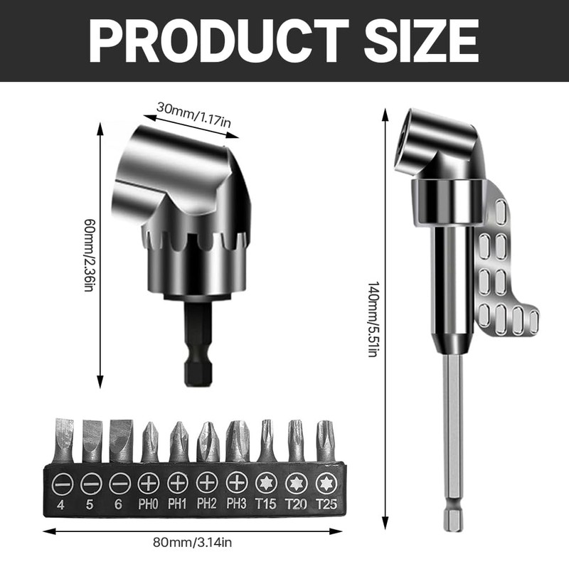 105° Angle Screwdriver Attachment Adapter, Angle Drill Attachment Corner Tool